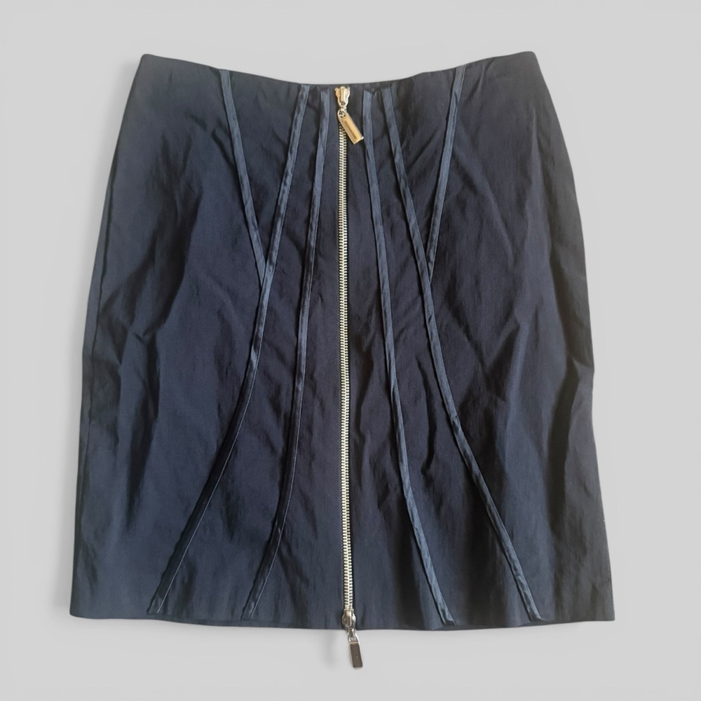 Y2K CACHE Mini Skirt Black Zip Up Size 0